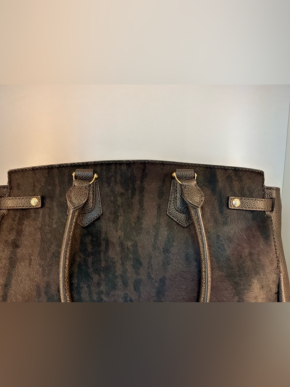 Henri Bendel Rare Black Pony Hair & Leather Satchel / Tote NWOT - Picture 6 of 12